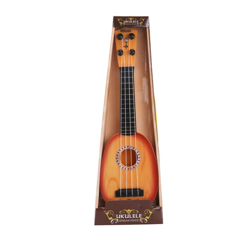 Children's simulation ukulele musical toy with retro guitar styling and safety plastic construction