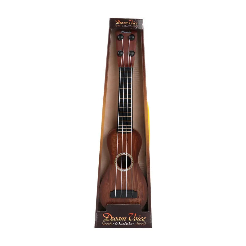 Children's simulation ukulele musical toy with retro guitar styling and safety plastic construction