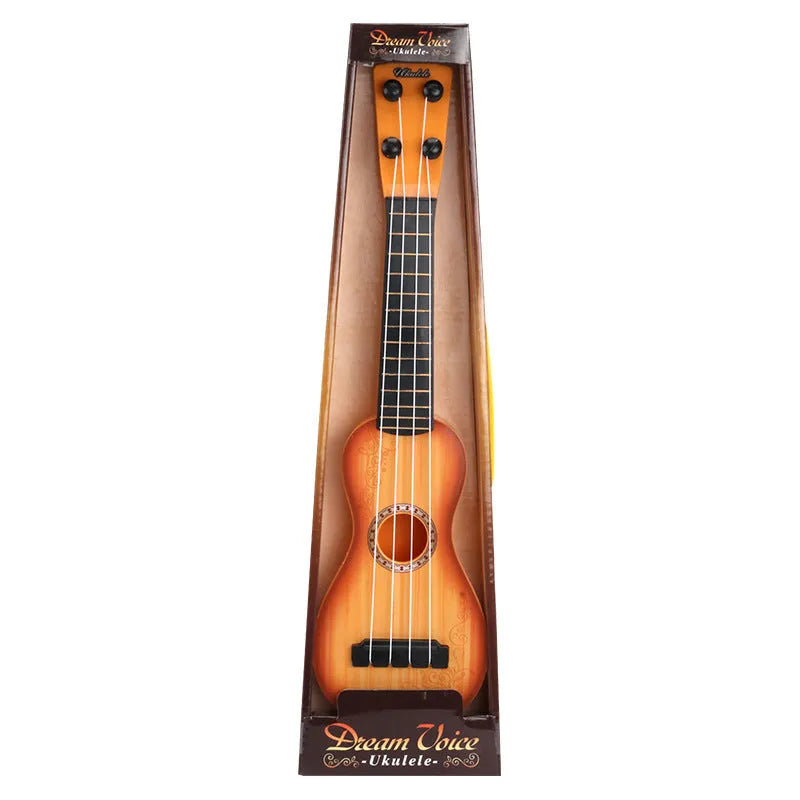 Children's simulation ukulele musical toy with retro guitar styling and safety plastic construction