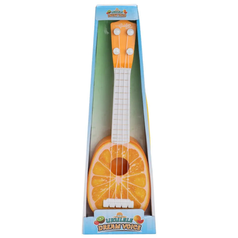 Children's simulation ukulele musical toy with retro guitar styling and safety plastic construction