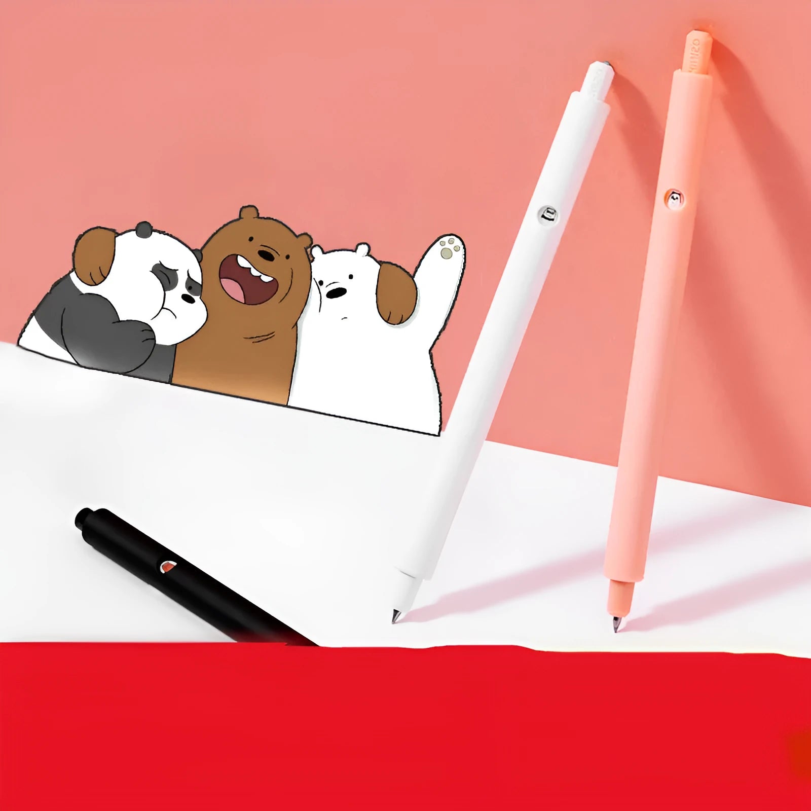 MINISO Bare Bear cartoon character press gel pen with 0.5mm tip in plastic barrel