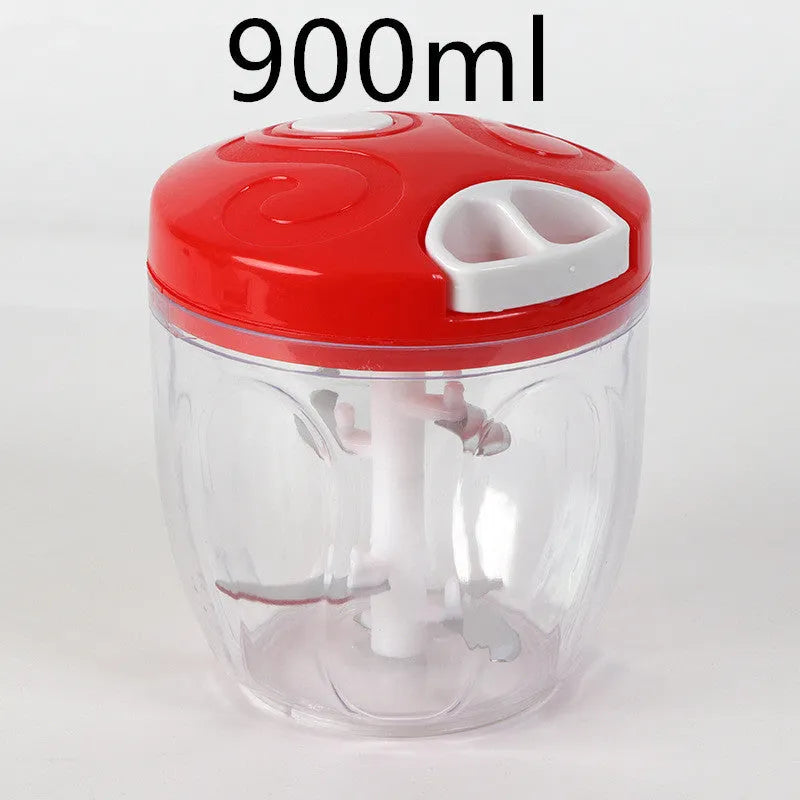 Green manual kitchen chopper and meat grinder with three blades, showing 500ml capacity.