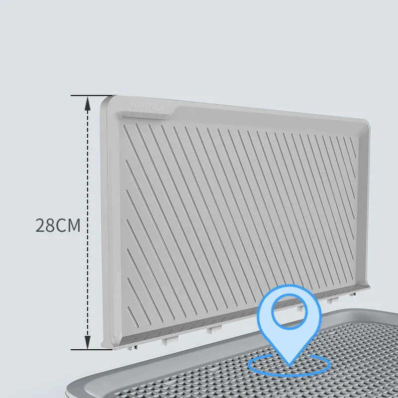 Large PVC dog urinal with wall-mount standard, shown in blue grey or white, for indoor pet toileting