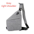 Canvas chest bag for men in black Oxford cloth with zipper closure, worn across the chest for anti-theft security