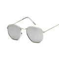 Metal polygonal sunglasses with retro metal frame and AC lenses, available in styles A to J
