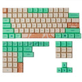 Mint toffee coloured DSA profile PBT keycap set arranged for an XDA104 mechanical keyboard.