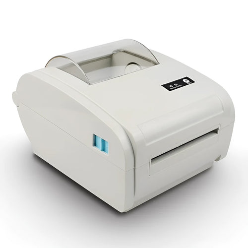 ZJ-9210 direct thermal label printer printing a 4x6 shipping label on a desk with USB cable
