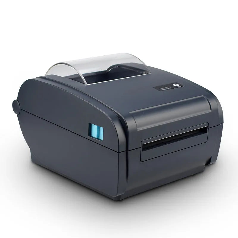 ZJ-9210 direct thermal label printer printing a 4x6 shipping label on a desk with USB cable
