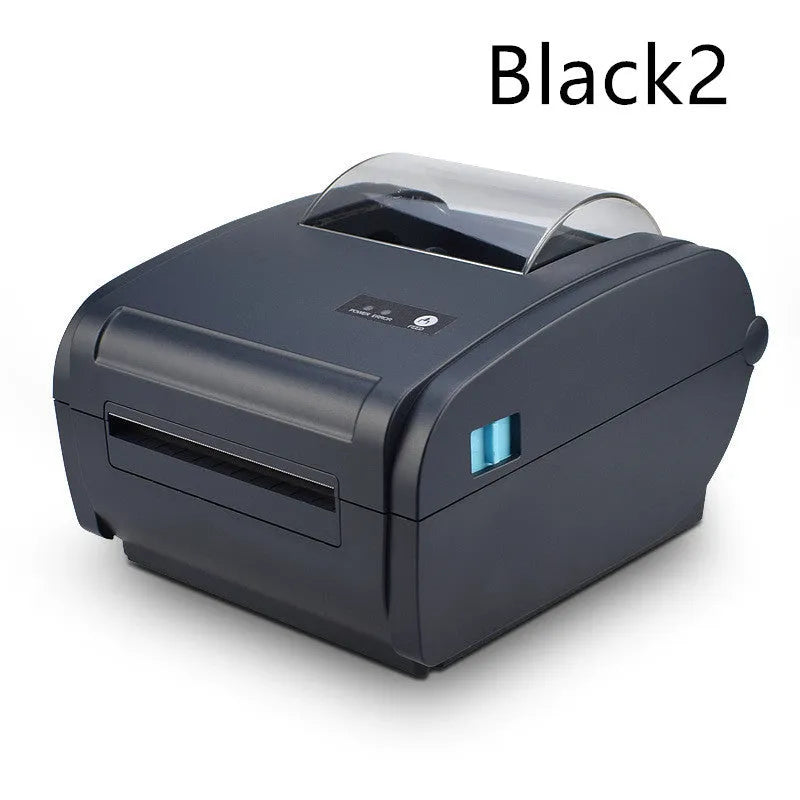 ZJ-9210 direct thermal label printer printing a 4x6 shipping label on a desk with USB cable