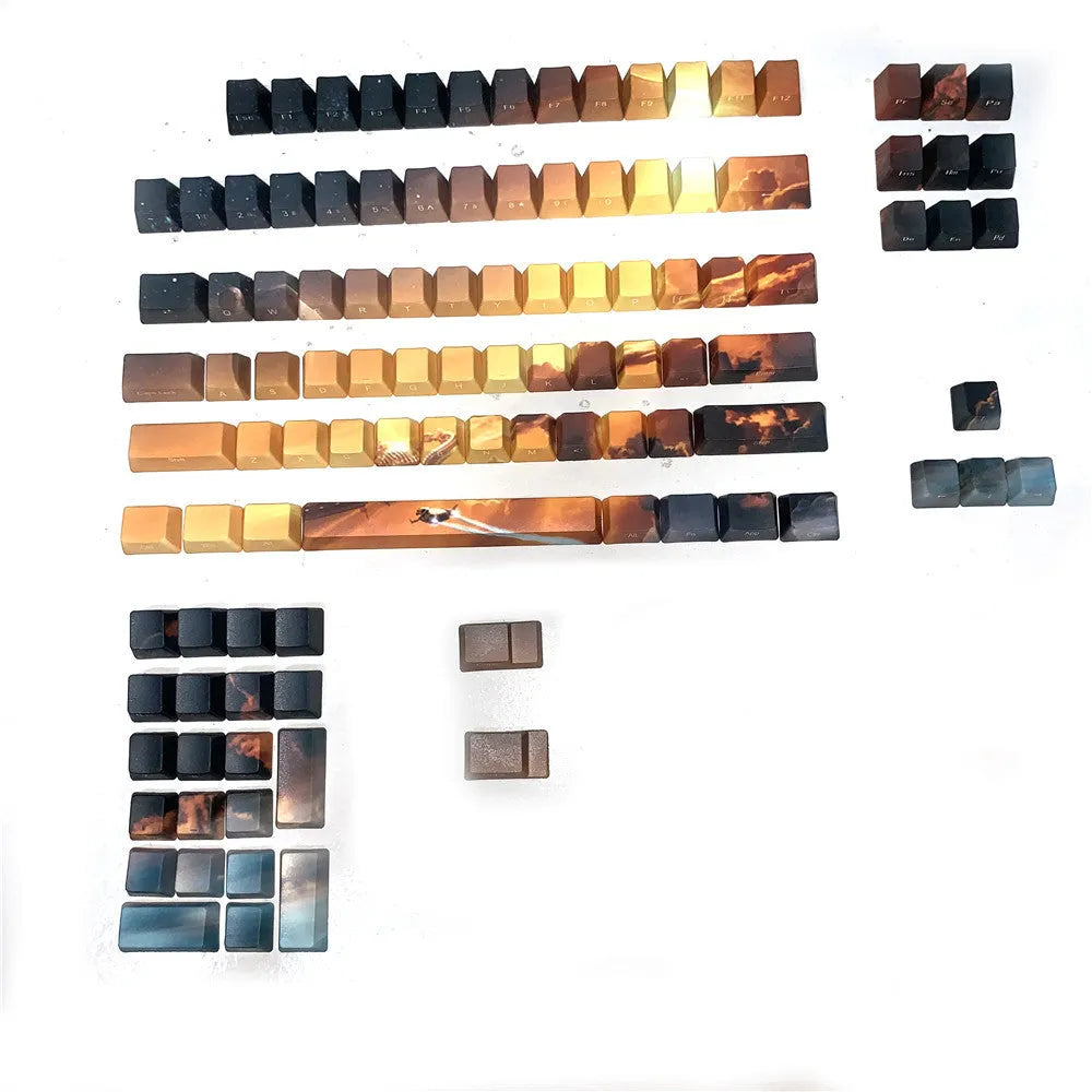Saturn engraved mechanical keyboard keycap set showing front and side legend options for 108+2 key replacement