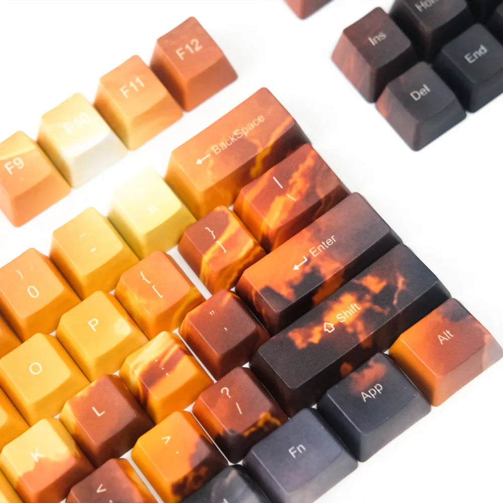 Saturn engraved mechanical keyboard keycap set showing front and side legend options for 108+2 key replacement