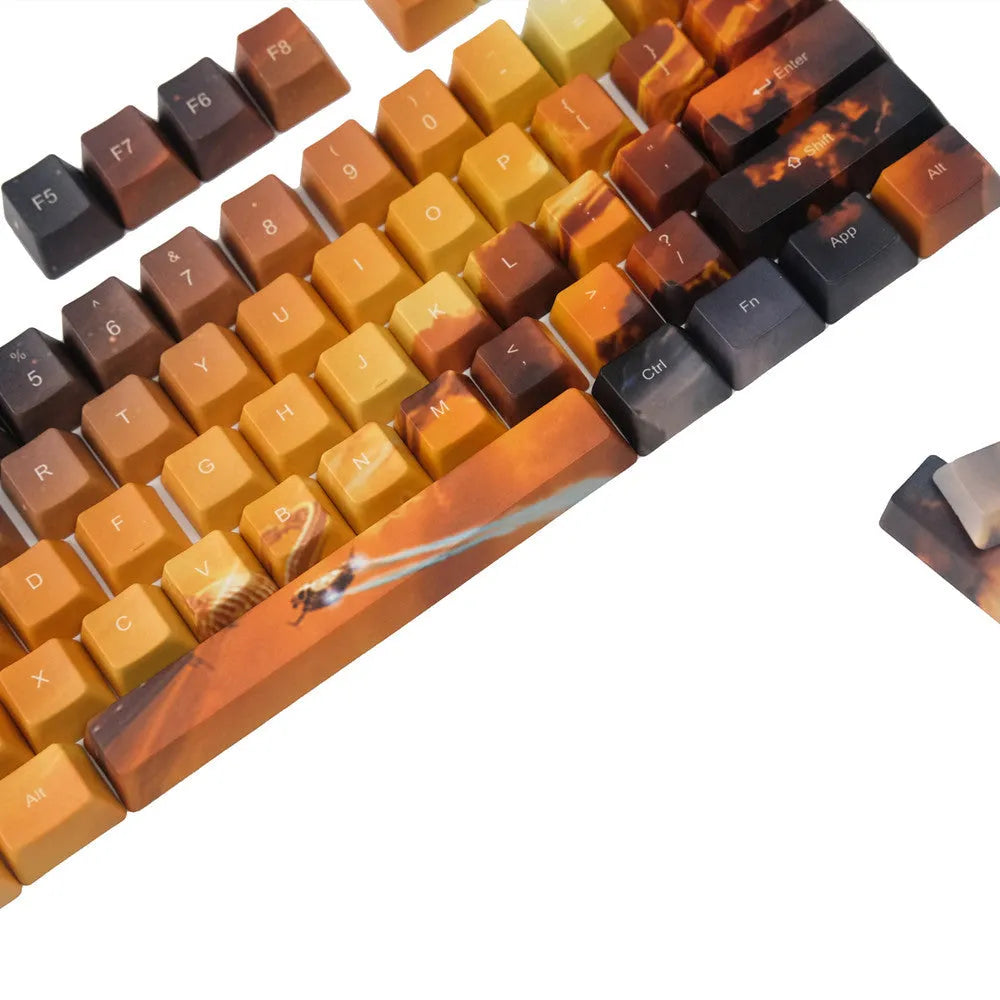 Saturn engraved mechanical keyboard keycap set showing front and side legend options for 108+2 key replacement