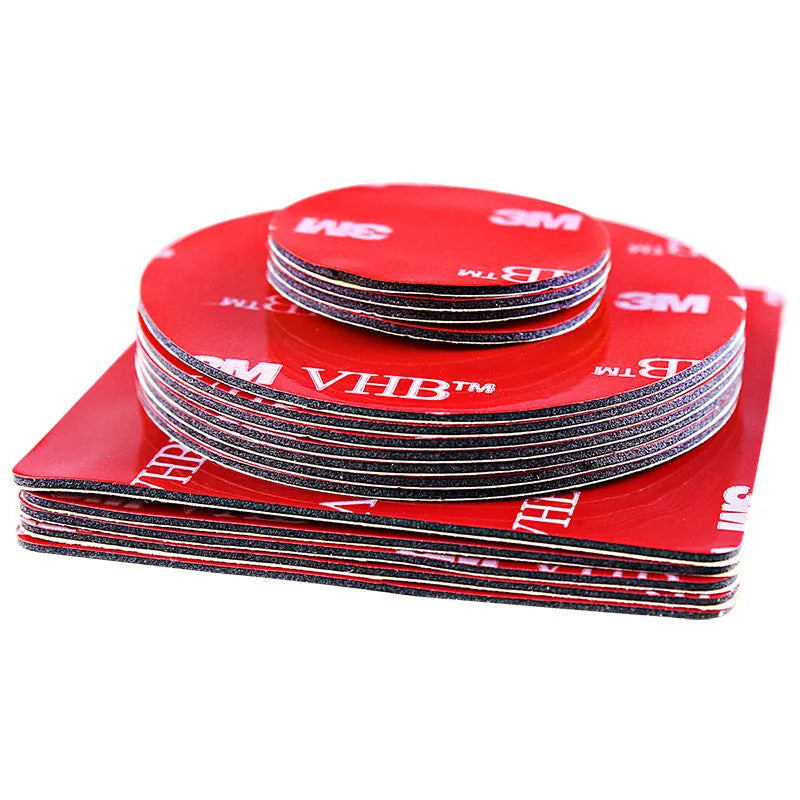 Red round PU foam double-sided adhesive tape 1mm thick 40mm size on white background