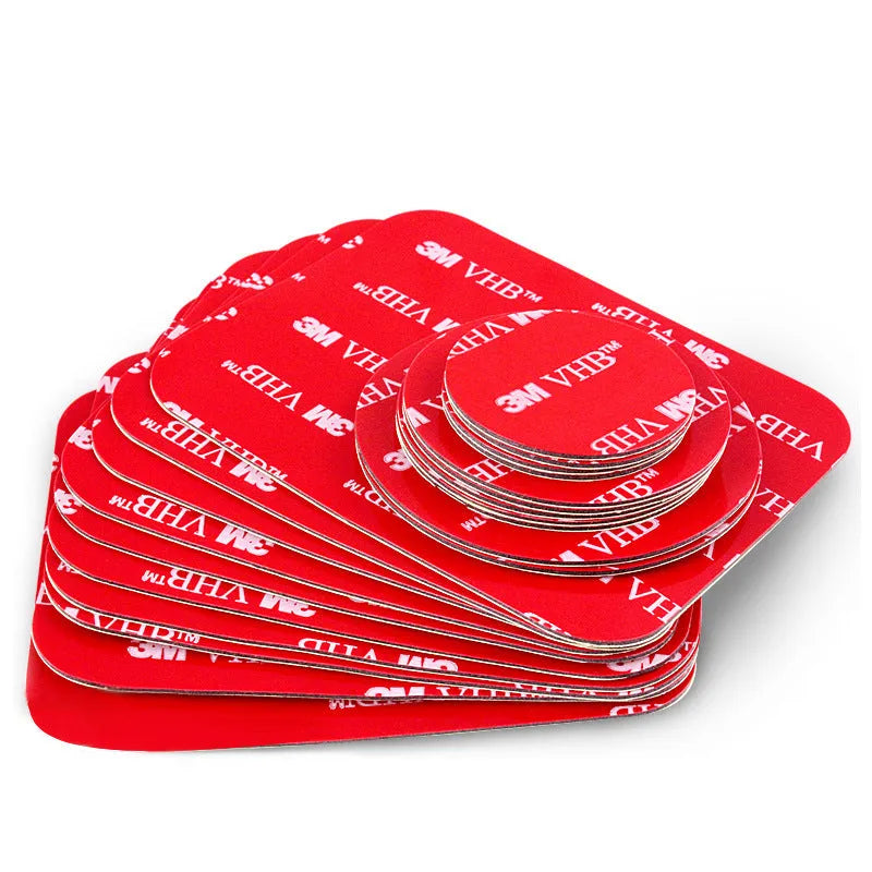 Red round PU foam double-sided adhesive tape 1mm thick 40mm size on white background