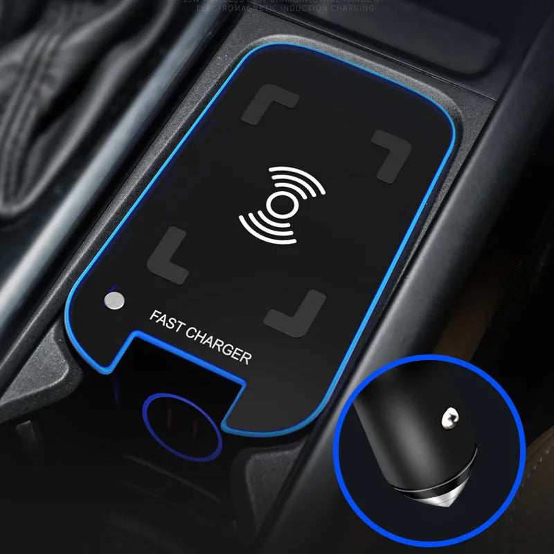 Car wireless charger fast charging modification in black ABS with Qi compatibility