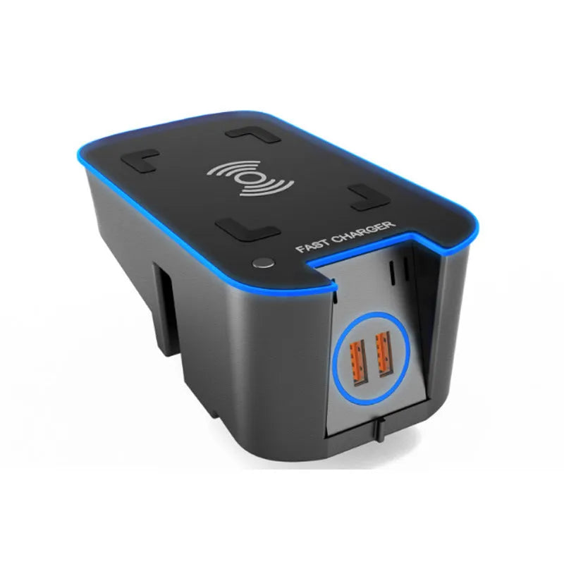 Car wireless charger fast charging modification in black ABS with Qi compatibility