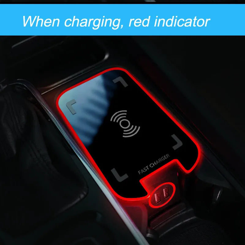 Car wireless charger fast charging modification in black ABS with Qi compatibility