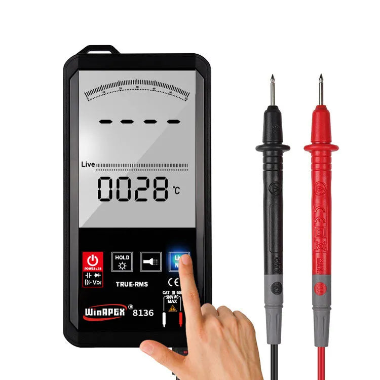Hanyan 8136 large-screen intelligent digital multimeter with touch interface, digital-analog display, and automatic buzzer for student use