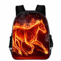 Horse cartoon backpack with animal head design and lightening graphics in multiple colour options