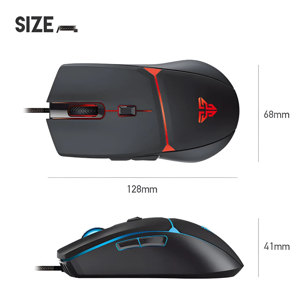 Fantech Vx7 wired gaming mouse with 8200 DPI optical sensor and six buttons in black