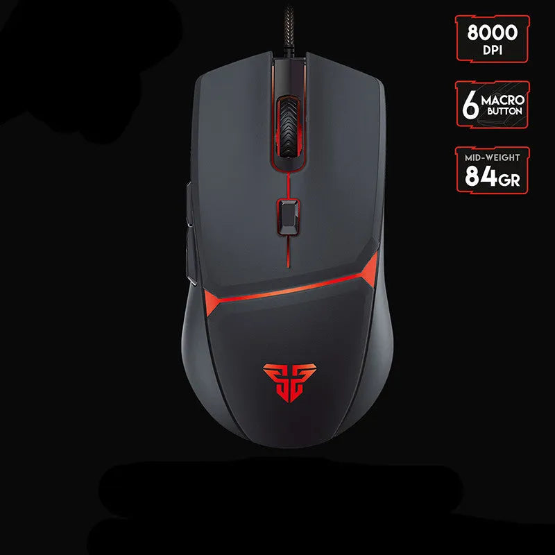 Fantech Vx7 wired gaming mouse with 8200 DPI optical sensor and six buttons in black