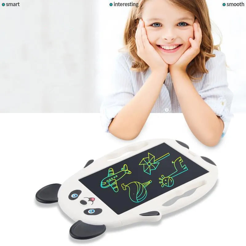 Panda themed LCD electronic drawing board with one-touch clear button on nose