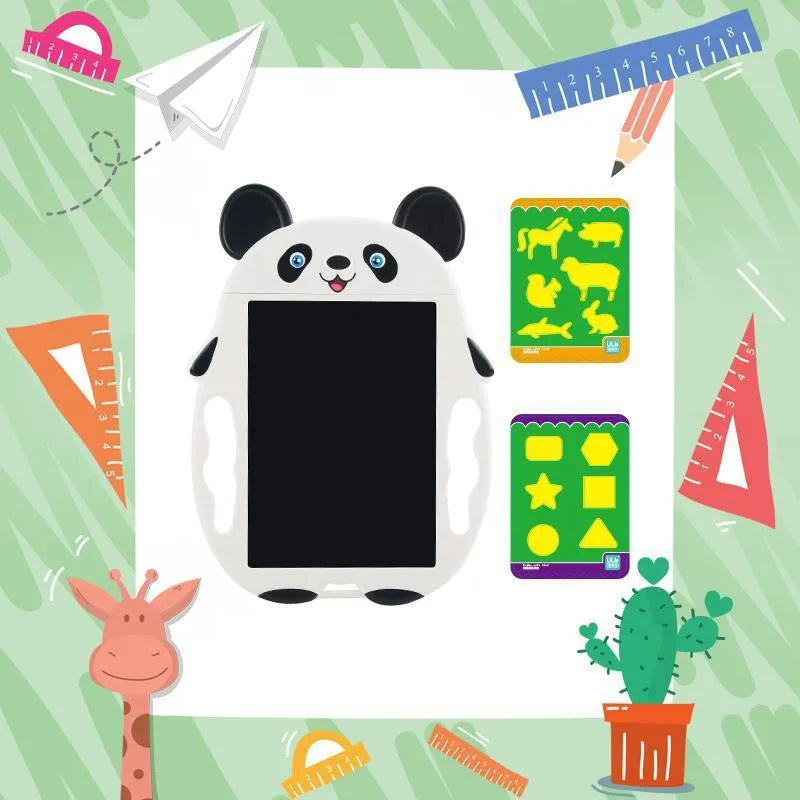 Panda themed LCD electronic drawing board with one-touch clear button on nose