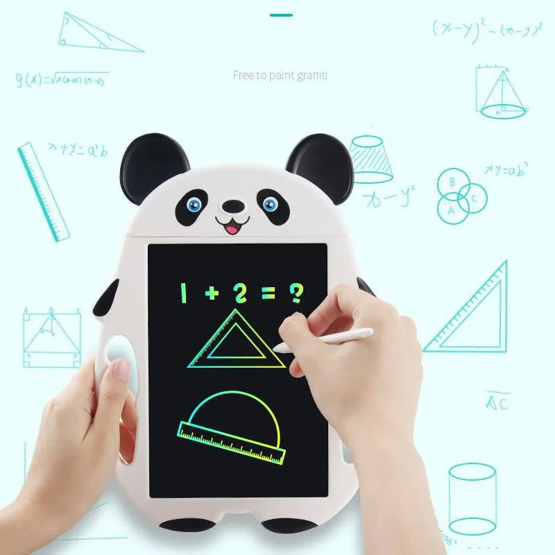 Panda themed LCD electronic drawing board with one-touch clear button on nose