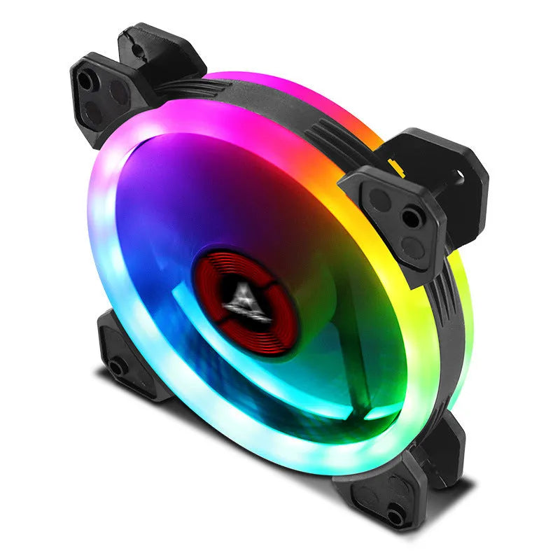 12cm camouflage-pattern PC cooling fan with glowing RGB centre hub