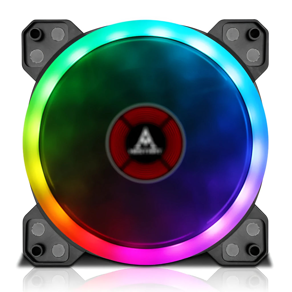 12cm camouflage-pattern PC cooling fan with glowing RGB centre hub
