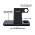 Black universal three-in-one bracket wireless charger with 5V input, 9V output, and indication function.