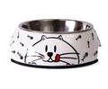 Stainless steel pet bowl with melamine shell in Small, Medium or Large and six pattern styles for dogs and cats