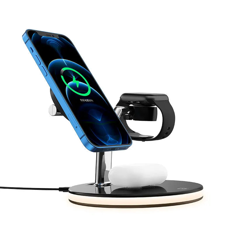 Black 15W three-in-one magnetic wireless charger for Apple devices