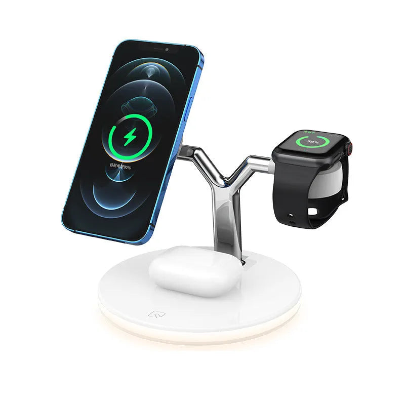Black 15W three-in-one magnetic wireless charger for Apple devices