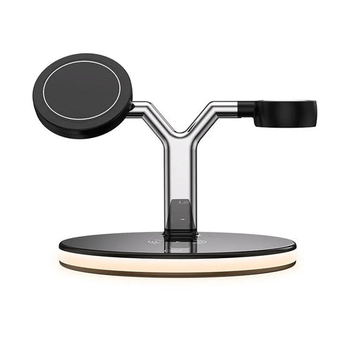 Black 15W three-in-one magnetic wireless charger for Apple devices