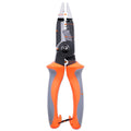 Orange 8-inch electrician's pliers with duckbill shape and wire stripping capabilities