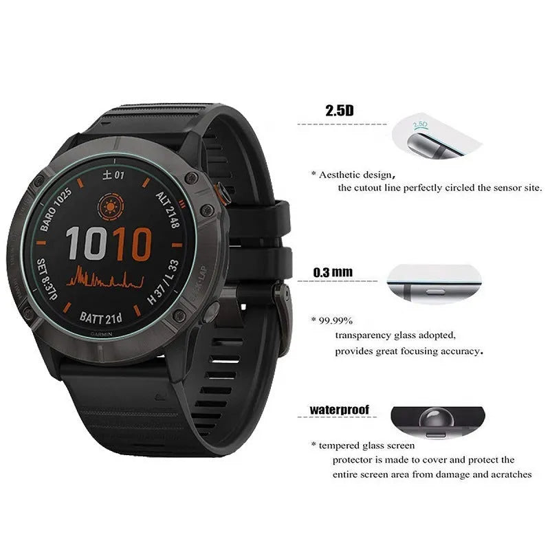 Transparent tempered glass screen protector for Garmin Fenix 6x Pro watch