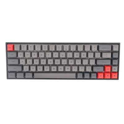 Set of 68 PBT keycaps for a mechanical keyboard in various colours including blue, grey, pink, and yellow.
