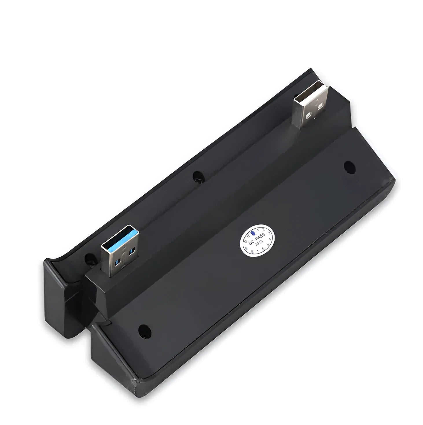 Black PS4 Slim USB hub extender with USB 2.0 and 3.0 ports for console expansion