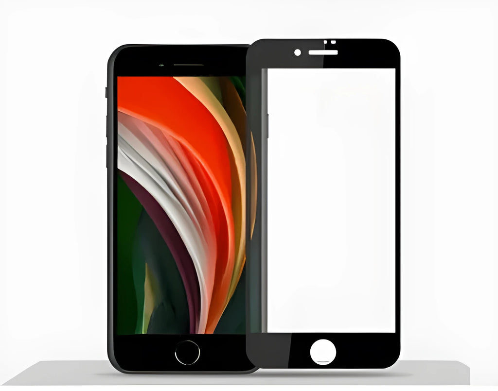 Black tempered glass full screen protector film compatible with Apple iPhone SE2 mobile phone