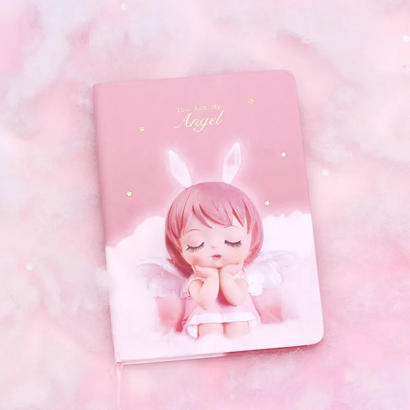 Fairy handbook notepad with floral design and PU leather cover in A6 size