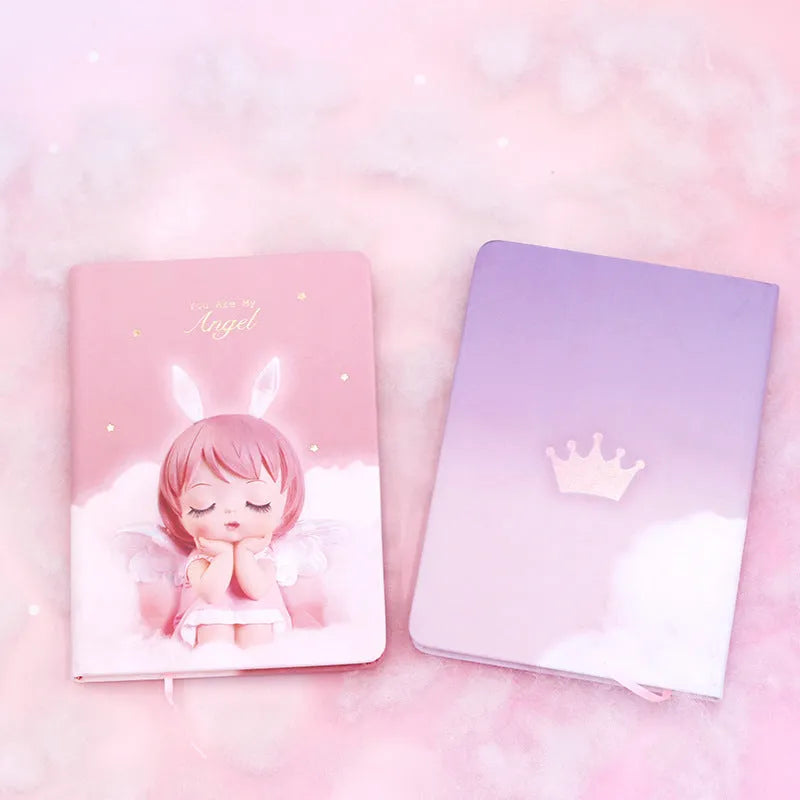 Fairy handbook notepad with floral design and PU leather cover in A6 size