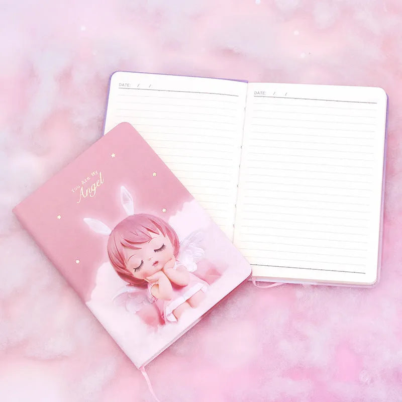 Fairy handbook notepad with floral design and PU leather cover in A6 size