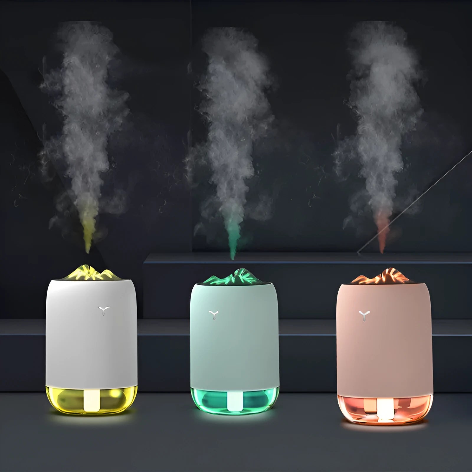 Magic Flame ultrasonic humidifier in columnar design with single fog outlet