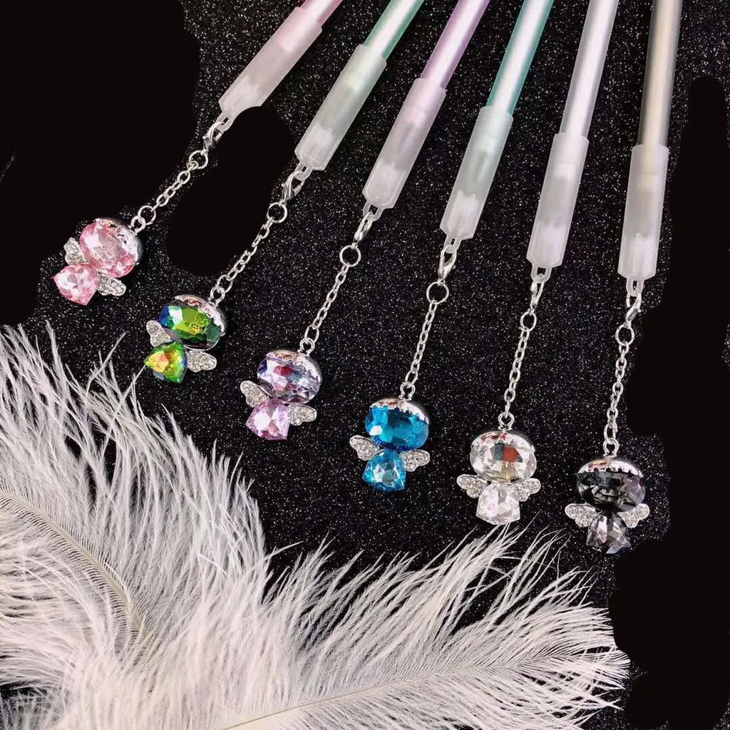 Little Angel Girl Water Pendant Gel Pen with diamond angel design and 15cm plastic body