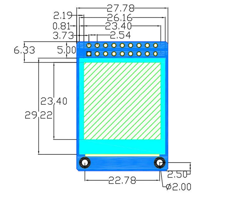 1.3 inch IPS LCD module, 240x240 square display, ST7789 chip, 18-pin
