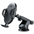 Car phone navigation bracket with red silicone suction cup mounted on car dashboard