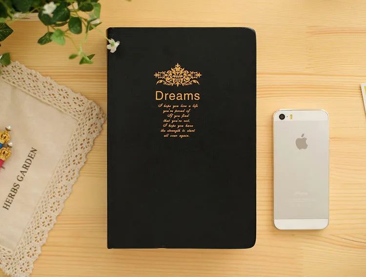 Jingu 25k thick notebook with imitation leather cover, shown in photo colour.