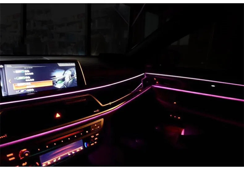 Car USB cold light atmosphere strip for dashboard or door panel gap, 12V, in blue green red pink white