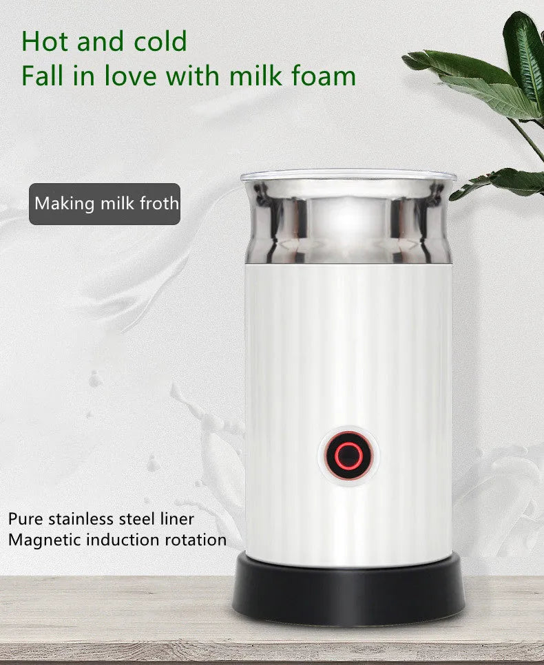 White electric milk frother and heater with 250ml capacity and touch button